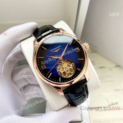 High Quality Replica LONGINES Esmeralda Different Colors Leather Strap Different Colors Face Dial Rose Gold Stainless Steel Case Watch 42×12mm